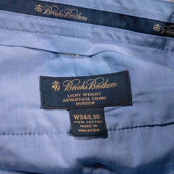 Brooks Brothers Mens Pants Beige 100% Cotton Lightweight Flat Front Chinos 34x27 - Picture 3 of 8
